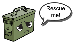 Sad looking ammo box asking to be rescued.